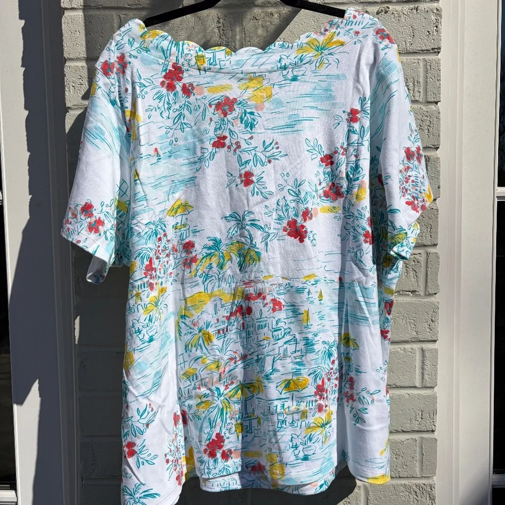 Kim Rogers short sleeve scallop neck top 3X - Picture 5 of 9